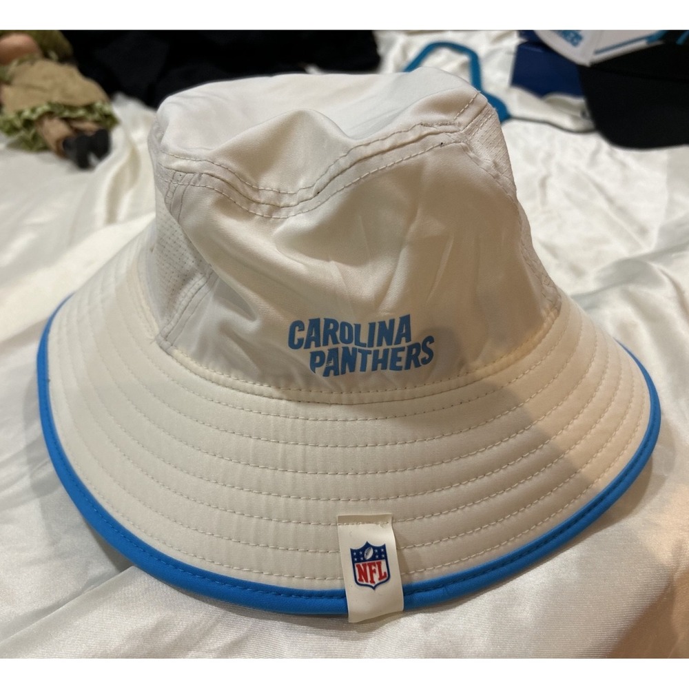 New Era Carolina Panthers NFL Training On Field Bucket Hat White Blue S/M